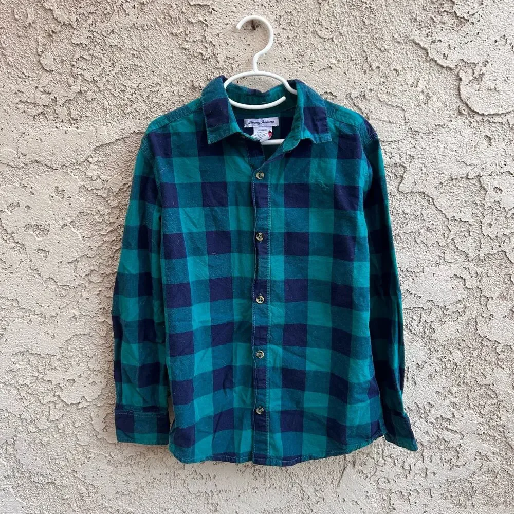 Tommy Bahama Plaid Flannel Button Down Shirt Kids L (10-12)